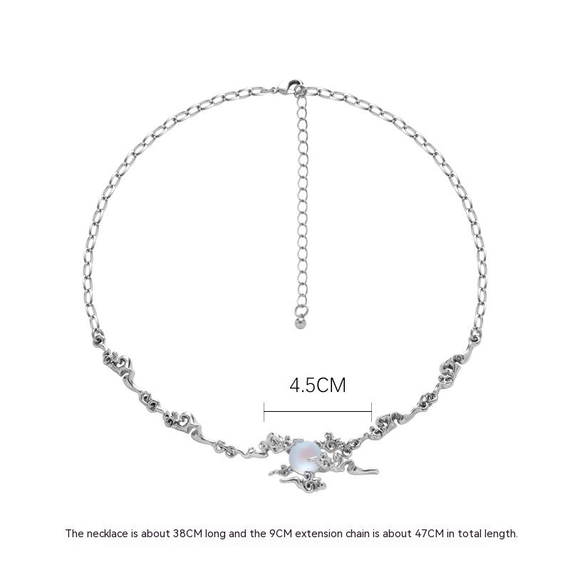 Frosted Moonstone Xiangyun Pearl Women Necklace