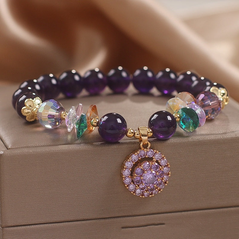 Natural Amethyst Women Bracelet Female Fashion Good Luck Comes