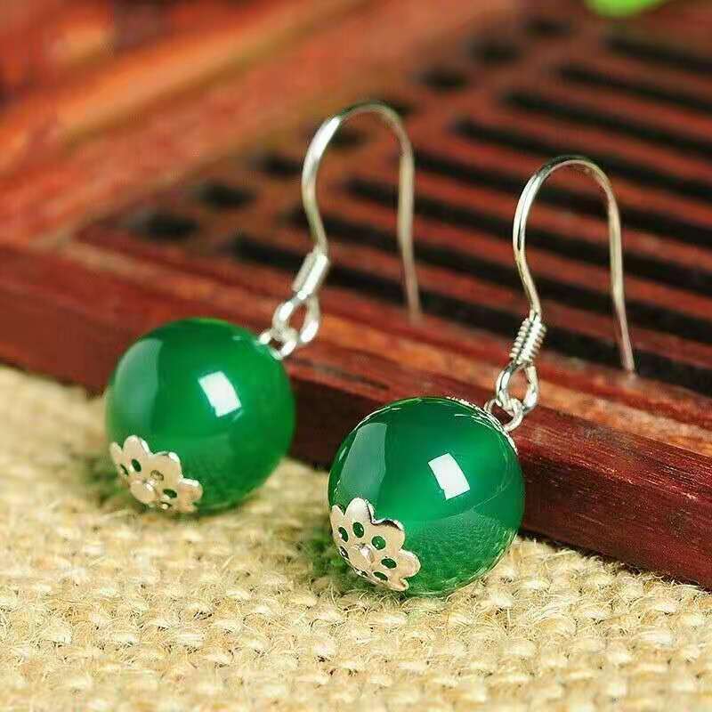 Fashion Sterling Silver Agate Women Earrings