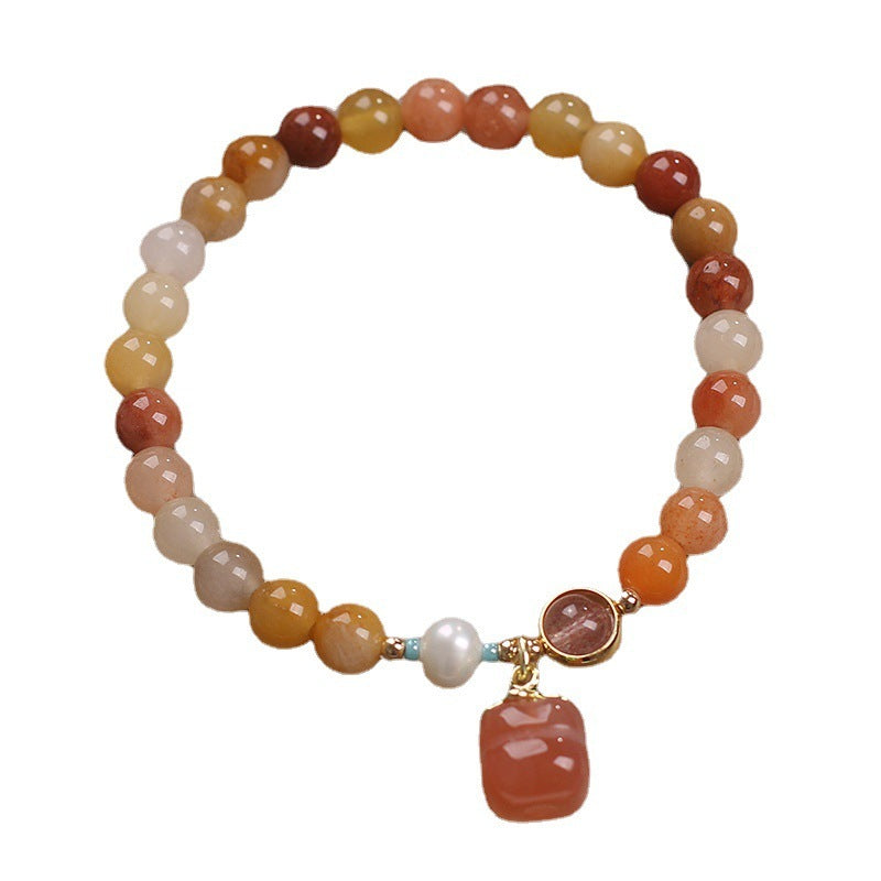 Natural Jinsi Jade Agate Persimmon Pendant Women Bracelet