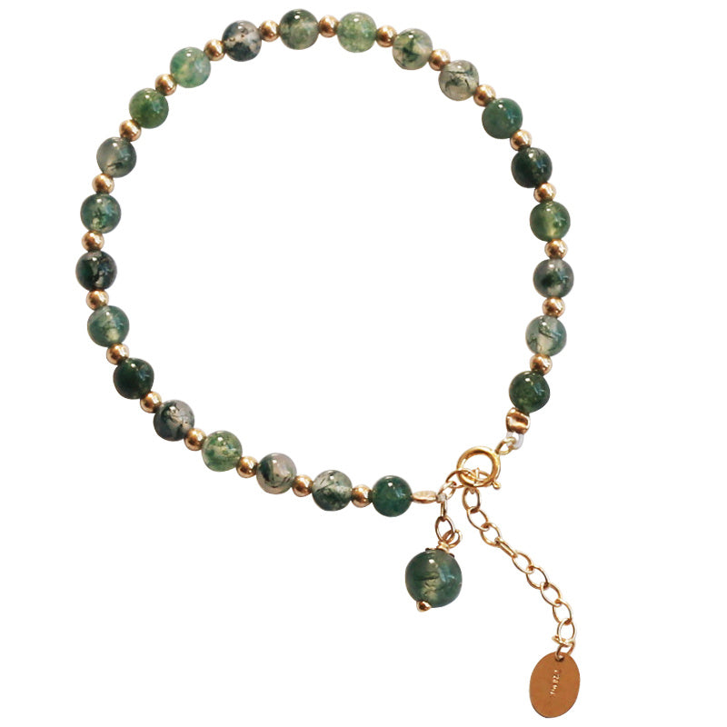 Natural Green Crystal Agate Lucky  Transfer Beads Bracelet