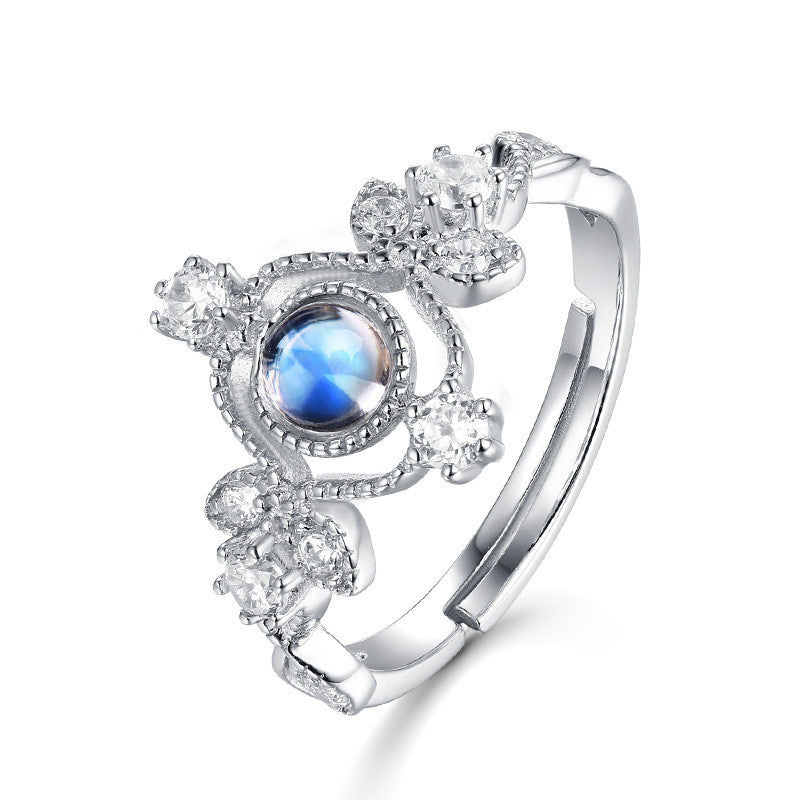 Blue Moonstone 925 Sterling Silver Women Ring