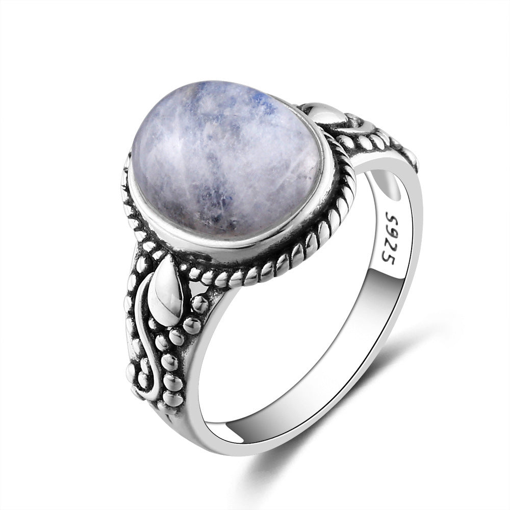 Court Style Moonstone Niche Mid-ancient Vintage Women Ring