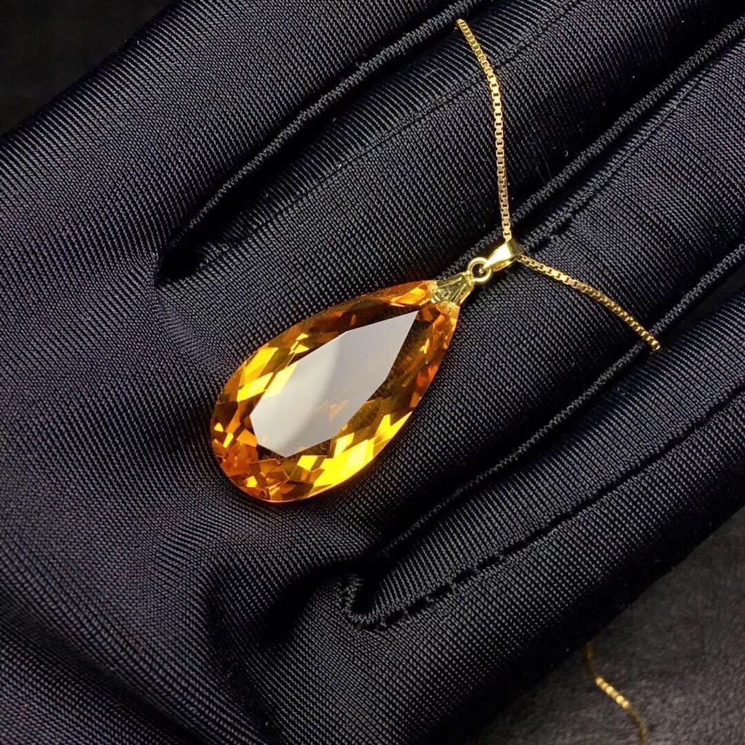 Fashion Drop Gold Inlaid Citrine Pendant