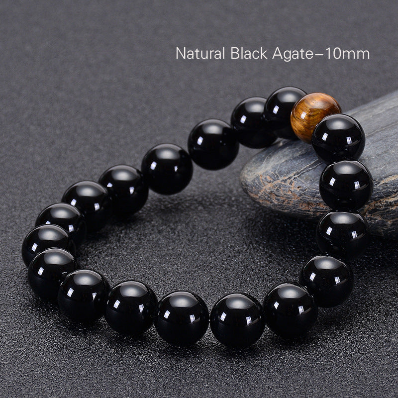 Natural Black Agate Bracelet Tiger Eye Men Bracelet