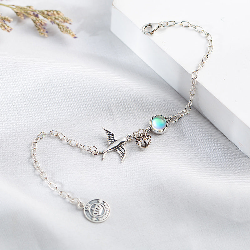 Swallow Crown Moonstone Women Bracelet