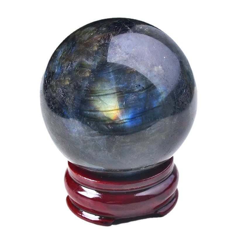 Original Stone Polished Gray Moonstone Play Ball Feng Shui Ornament Home Decor