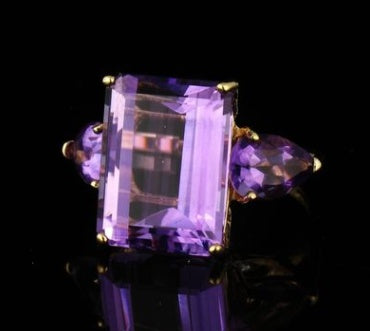 Tourmaline Amethyst 18K Gold Ring Silver Women Jewelry