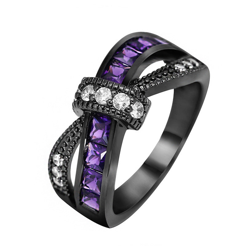 Electroplated Amethyst Diamond Women Ring