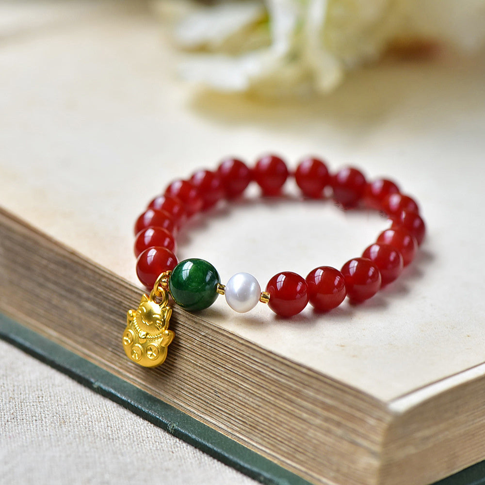 Agate Maneki-neko Luck Women Bracelet