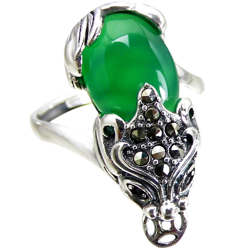 S925 Thai Silver Jewelry Red Pomegranate Agate Brave Personality Women Ring