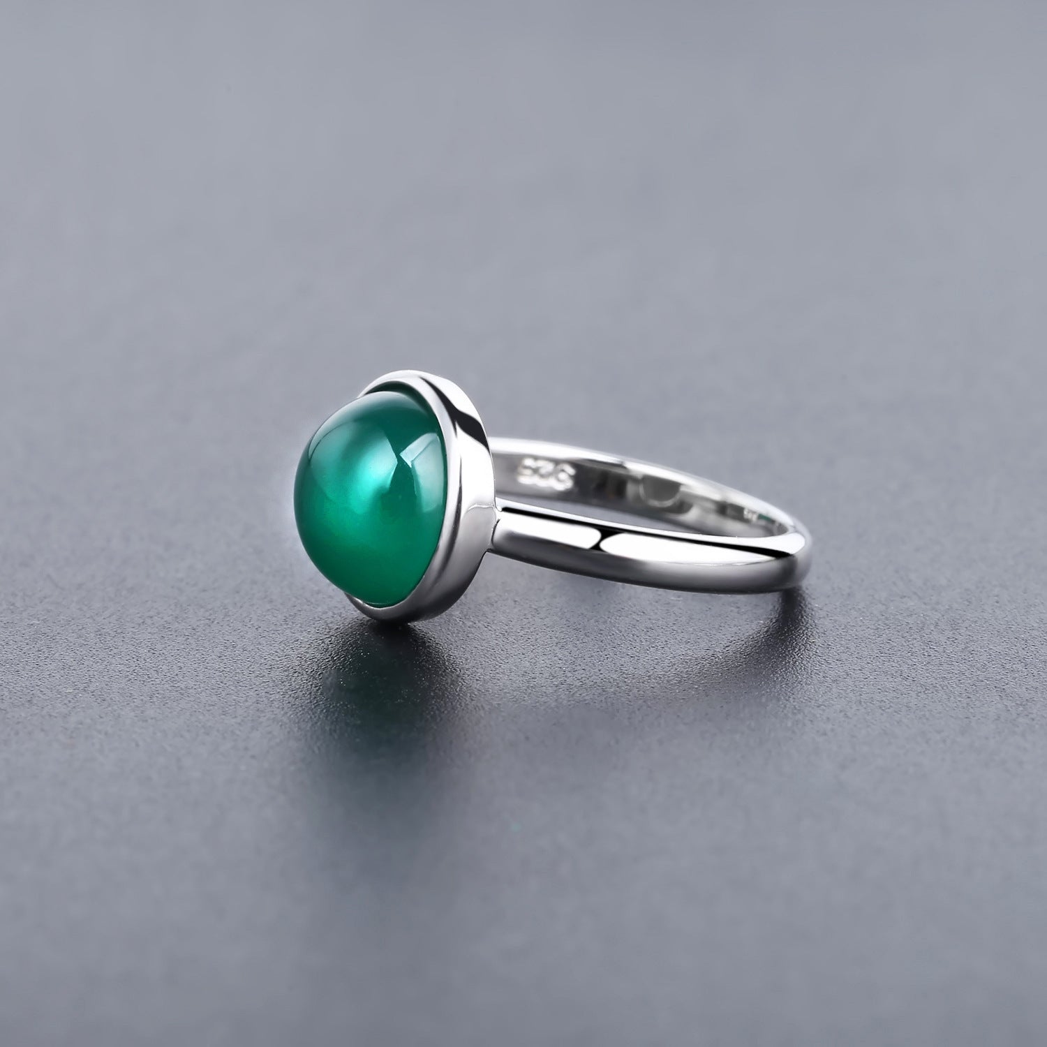 Green Agate Gemstone Ring Women Simple Inlaid Natural Stone