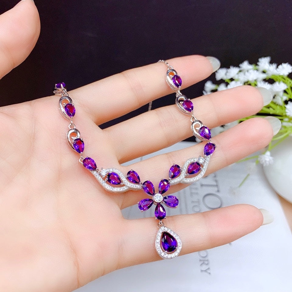 Natural Brazilian Amethyst Women Necklace