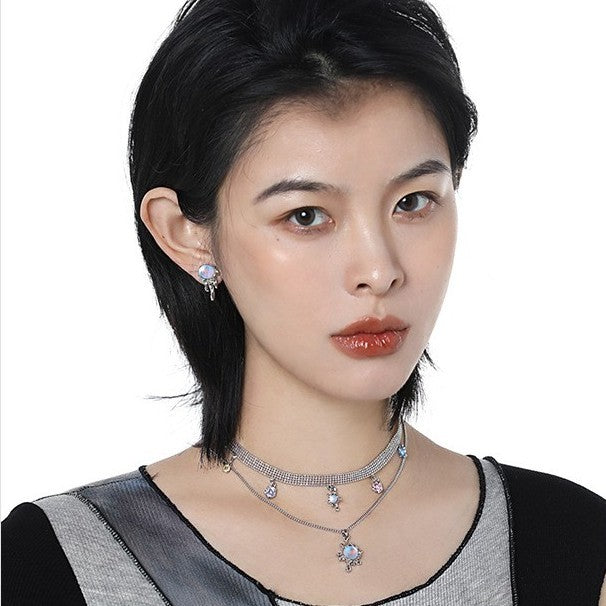 Frosted Moonstone Xiangyun Pearl Women Necklace