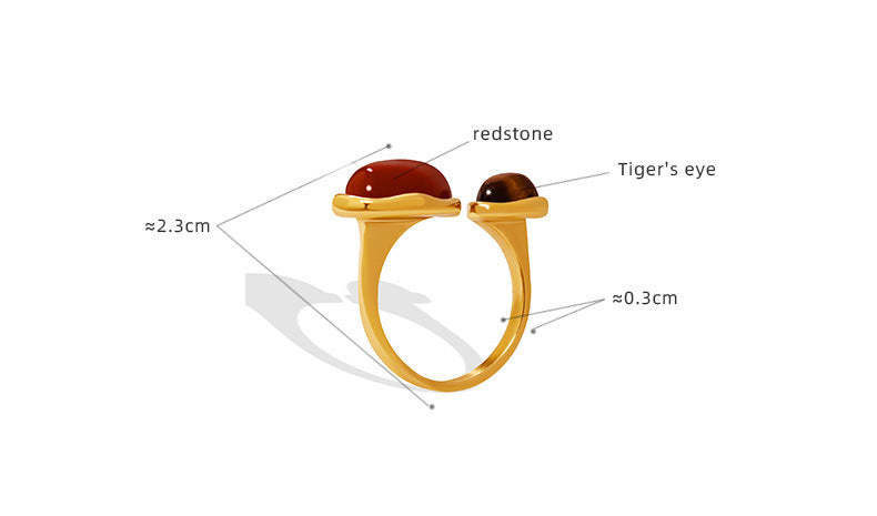 Ins Chinese Style Natural Tigereye Niche Women Ring