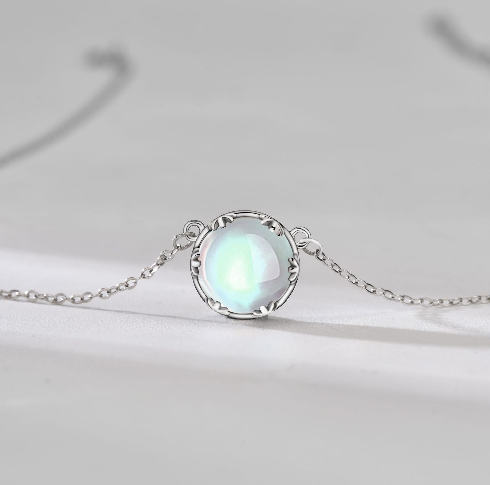 Women's Fashion Casual Moonstone Sterling Silver Necklace