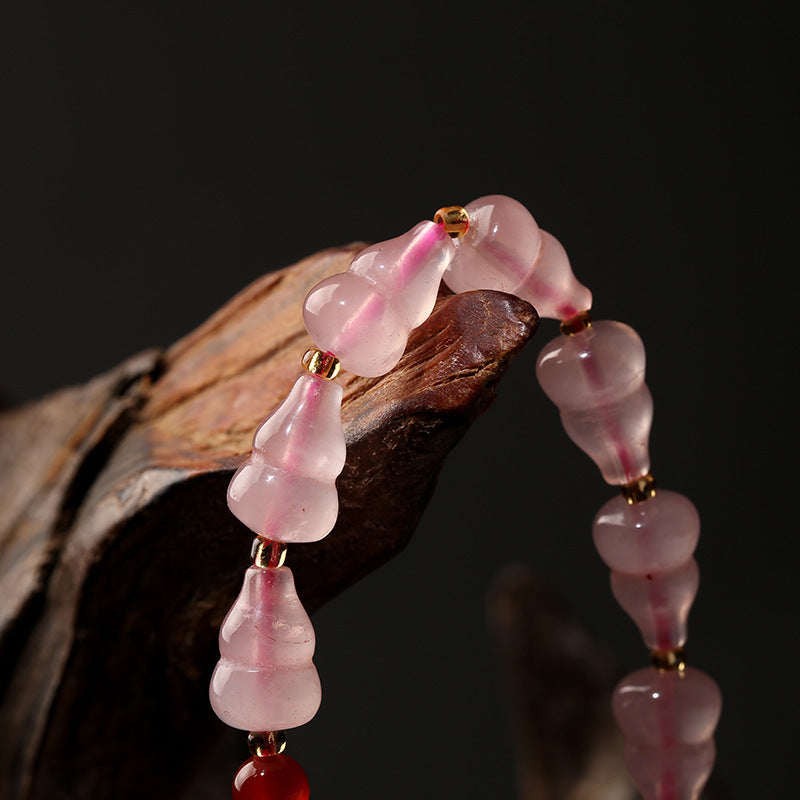 Natural Rose Quartz Bracelet Crystal Gourd Women Bracelet