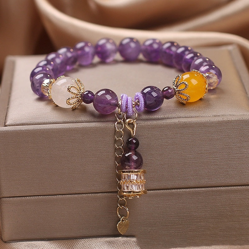 Lucky Beads Natural Amethyst Women Bracelet