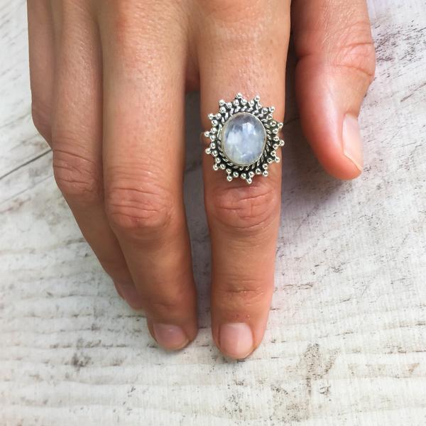 Inlaid Moonstone Gemstone Women Ring