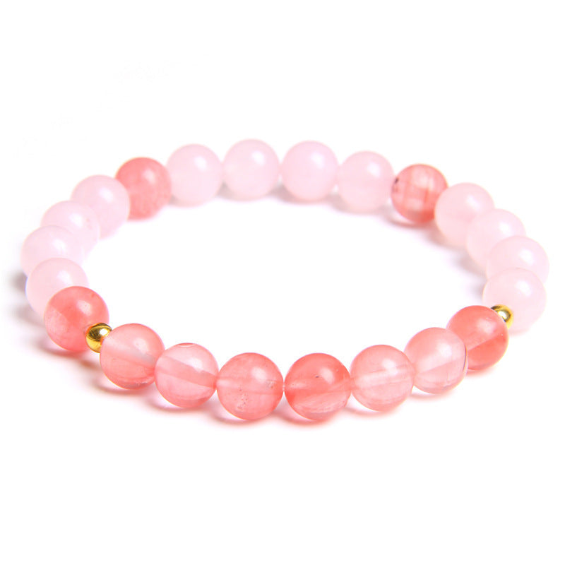 Natural Crystal Elastic Rose Quartz Women Bracelet