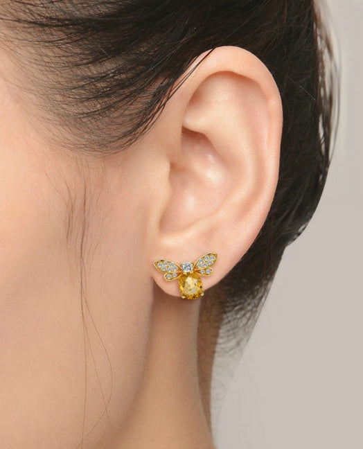 Natural citrine women earrings