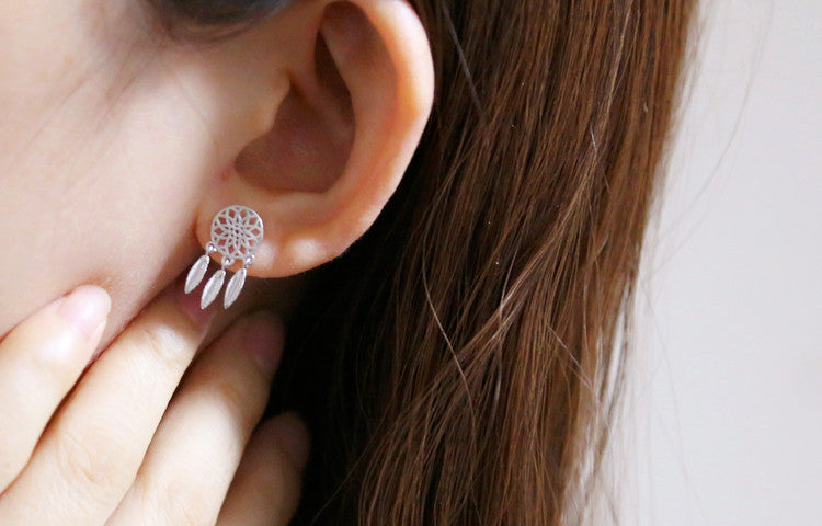 Feather Dream Catcher Studs