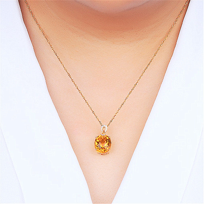 Noble Luxury Citrine Pendant Clavicle Chain