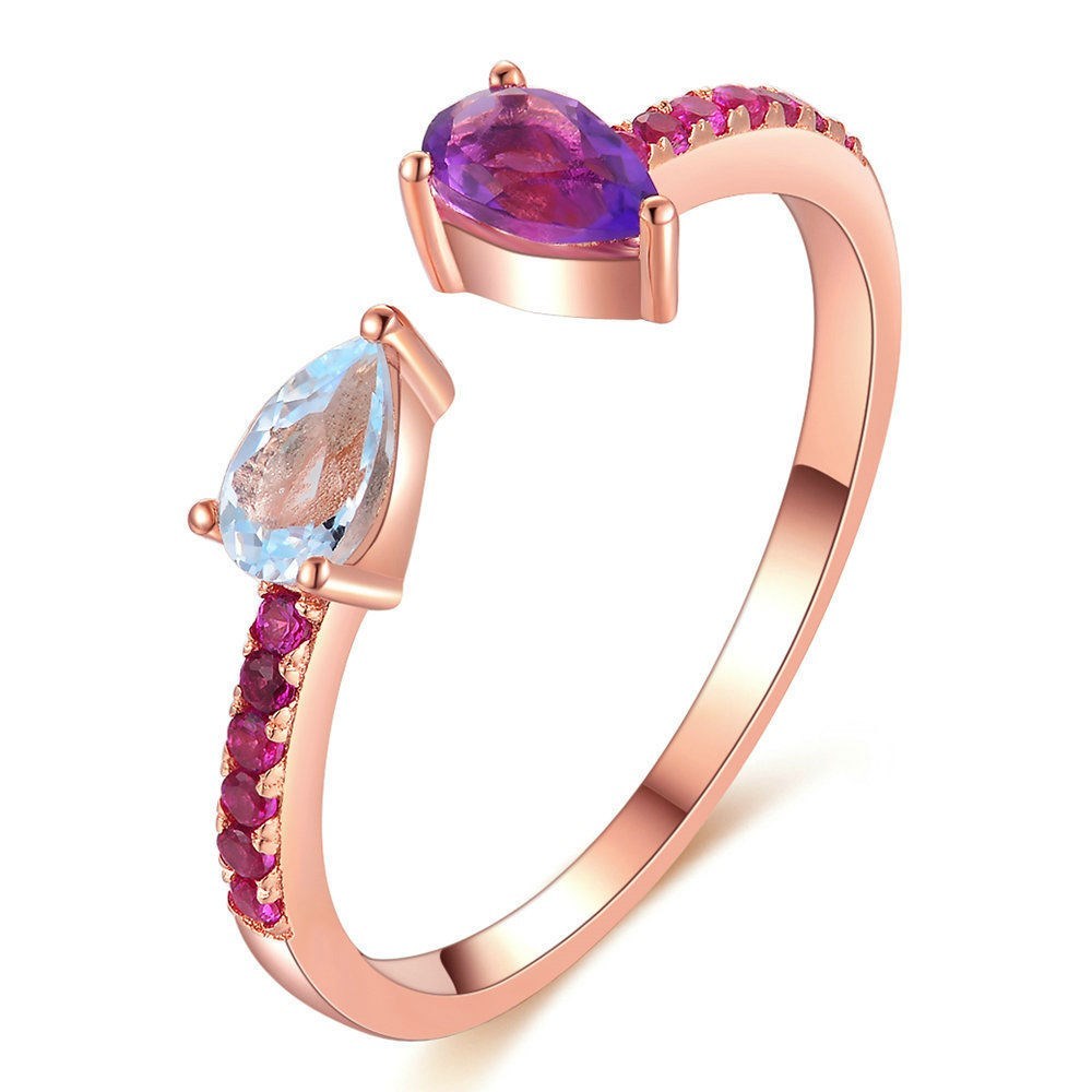 Amethyst and Rose Gold Women Ring