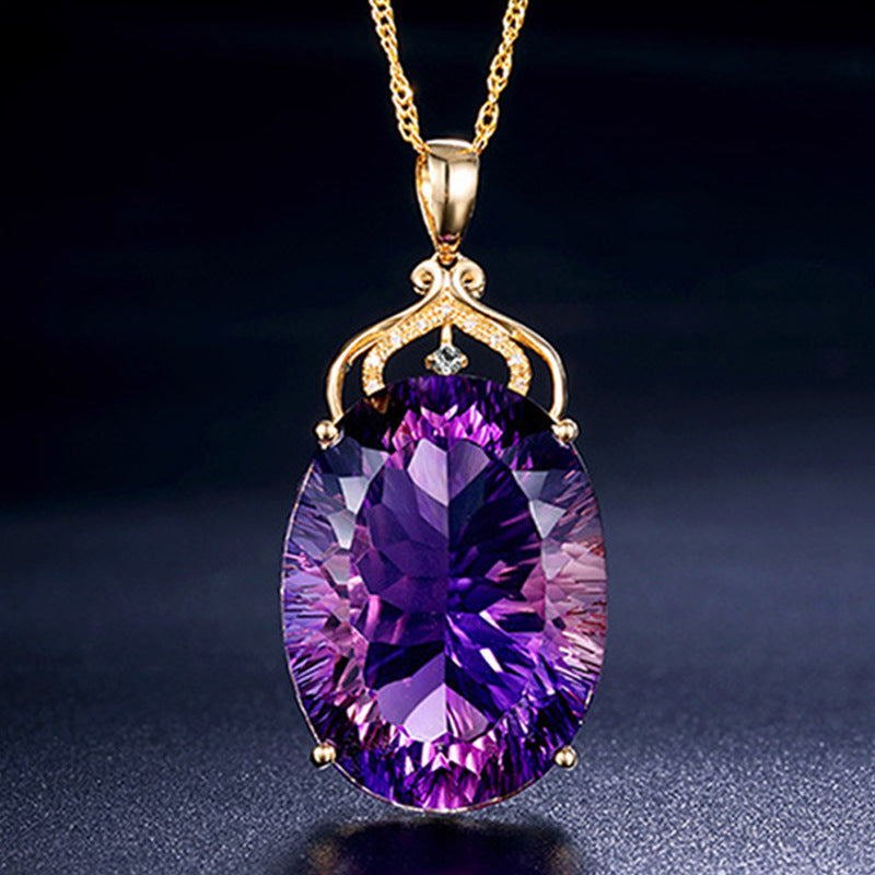 Amethyst Pendant Amethyst Sweater Chain Women Necklace