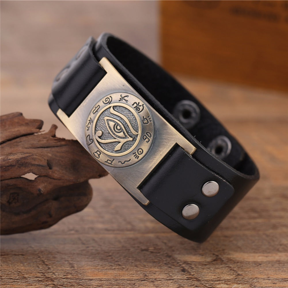 Eye of Horus alloy leather men bracelet