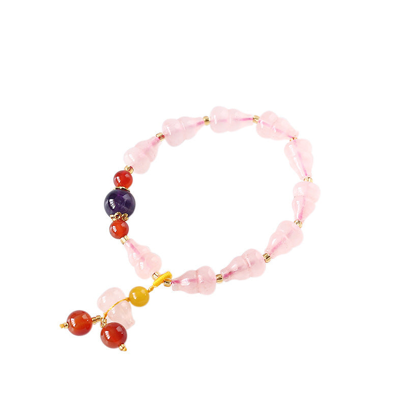 Natural Rose Quartz Bracelet Crystal Gourd Women Bracelet