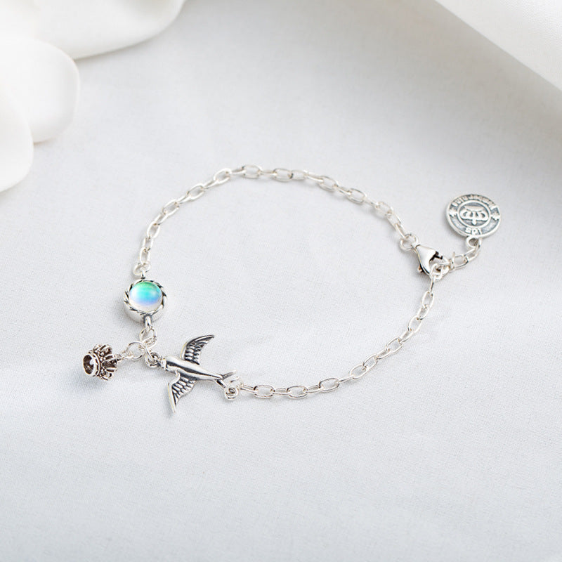 Swallow Crown Moonstone Women Bracelet