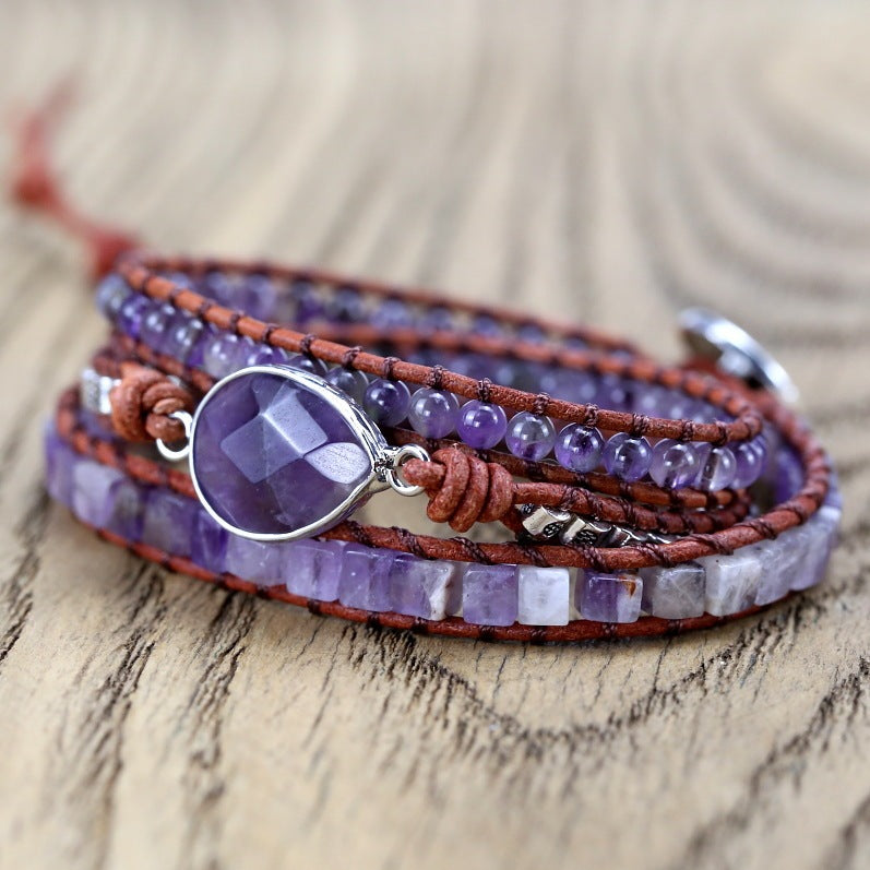 Vintage Amethyst  Woven Handmade Bohemian Women Bracelet