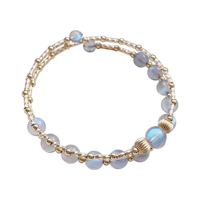 Women Double Layer Moonstone Natural Crystal Bracele