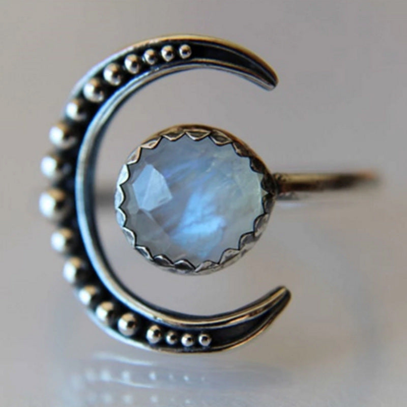 Crescent Ring Ladies Moonstone Crystal Ring Women