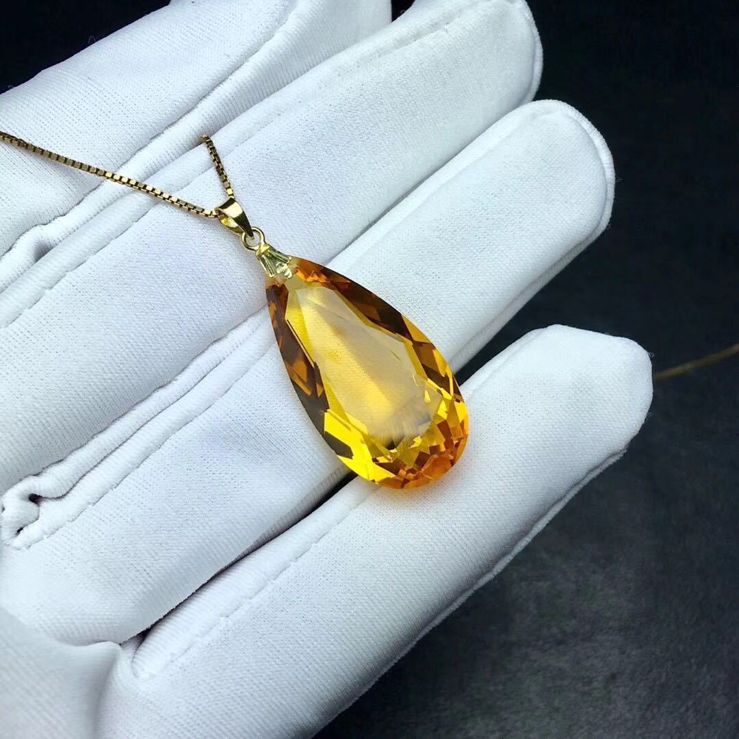 Fashion Drop Gold Inlaid Citrine Pendant