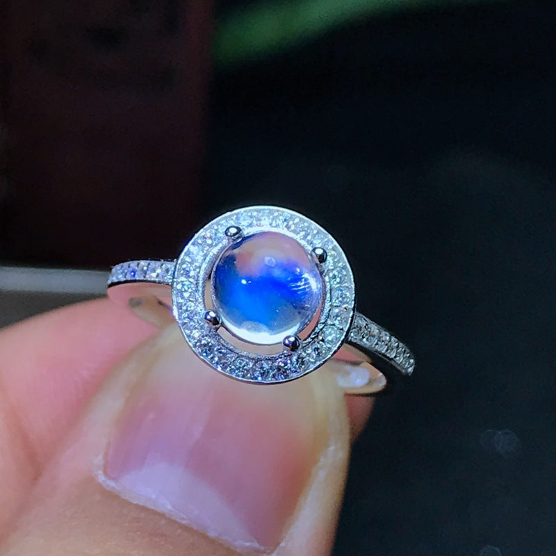 Natural Blue Moonstone Women Ring