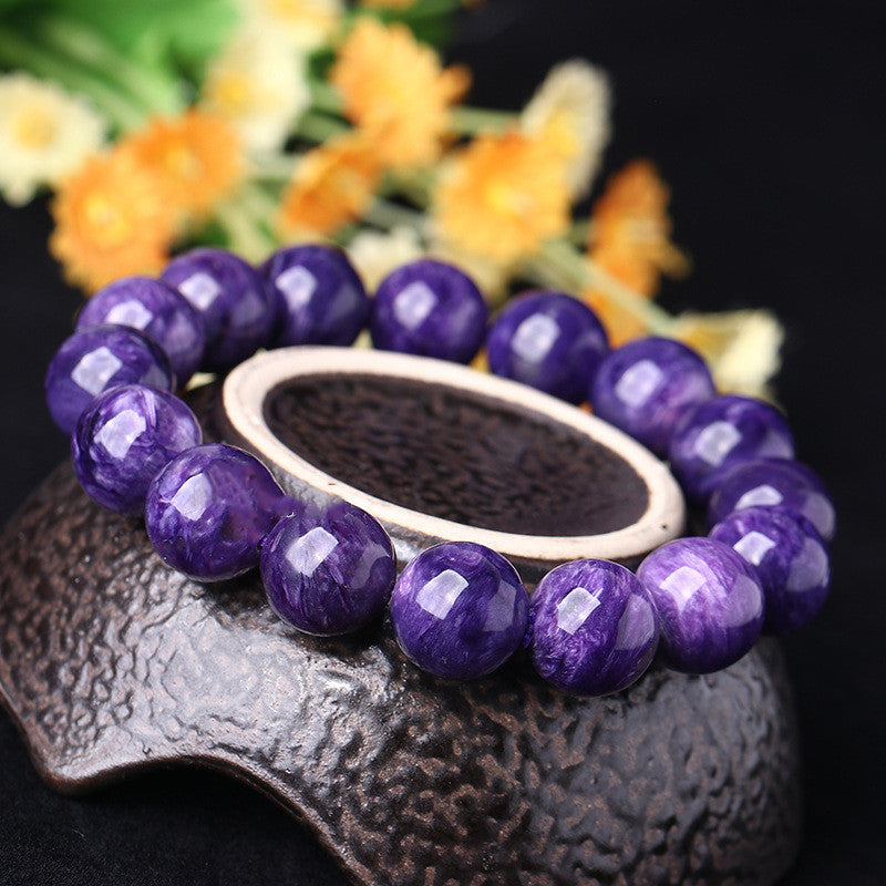 Natural Charoite Amethyst Dragon Crystal Couple Women Men Bracelet