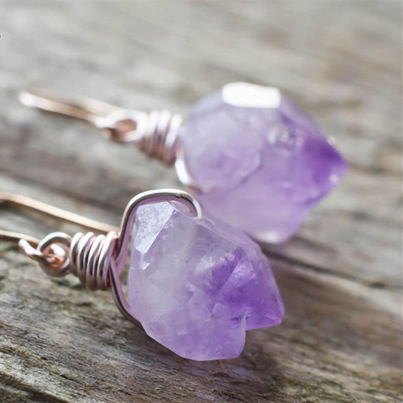 Elegant Tassel Amethyst Natural Amethyst Women Earrings