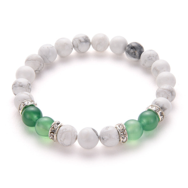 Blue Agate White Turquoise Pink Crystal Green Agate 8mm Women Bracelet