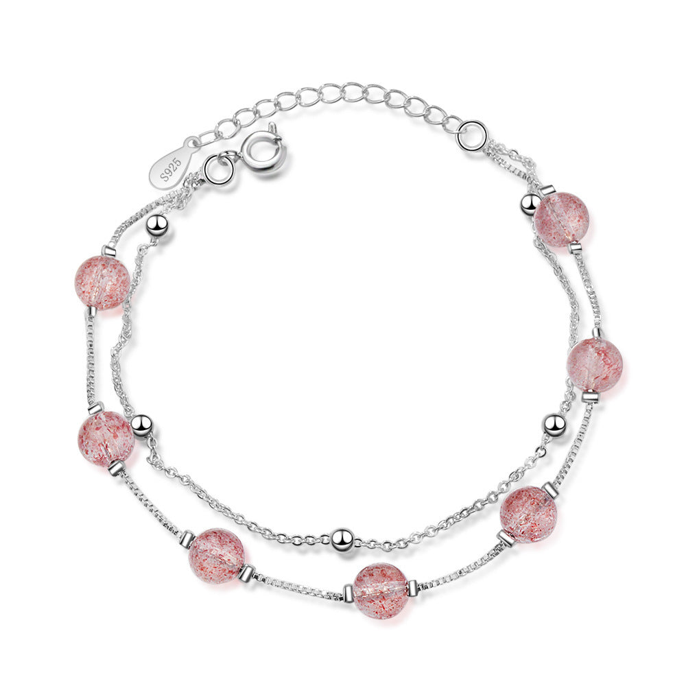 Double Rose Quartz Women Bracelet