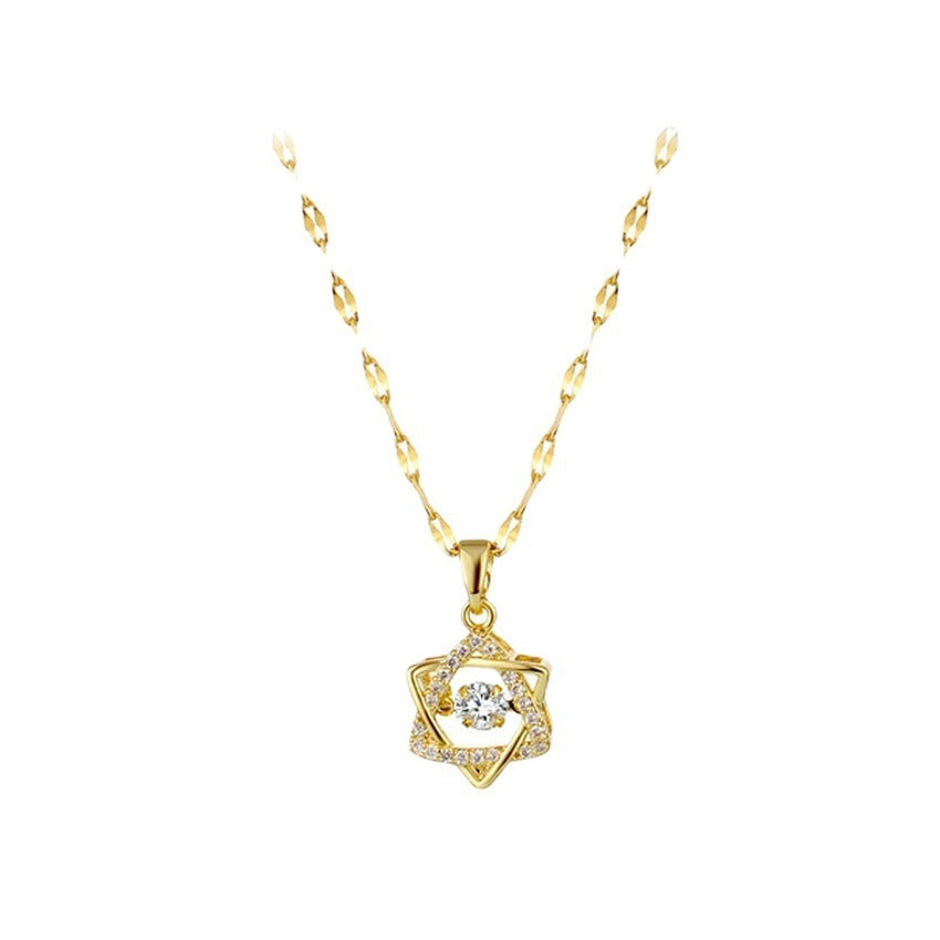 Six-pointed Star  Series Necklace Women's Micro-inlaid Fine Diamond Rotating Clavicle