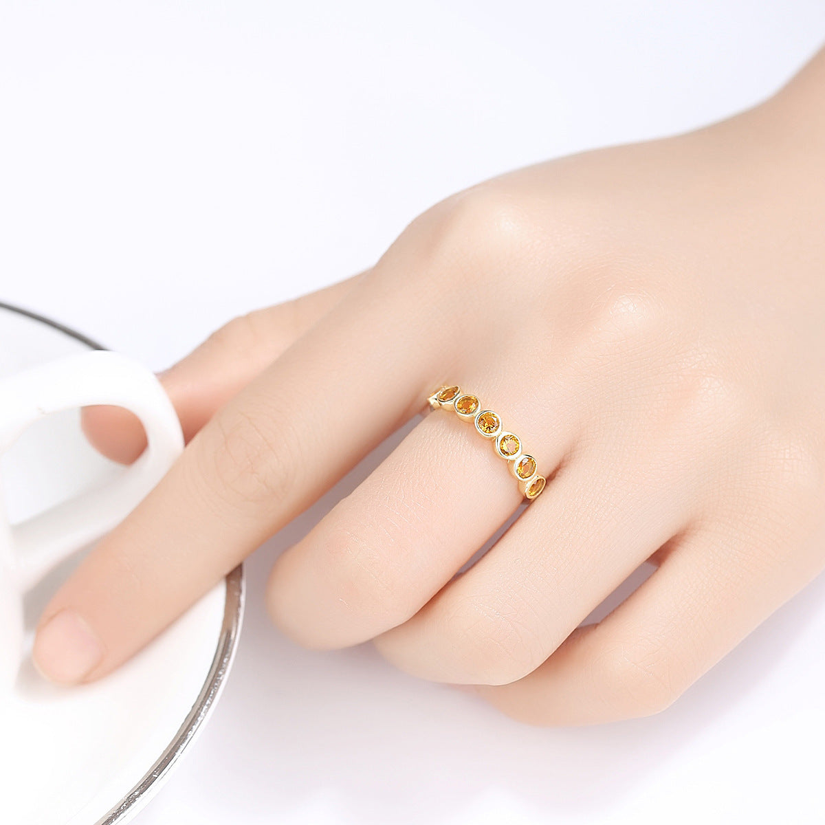 Simple Atmosphere S925 Silver Citrine Ring