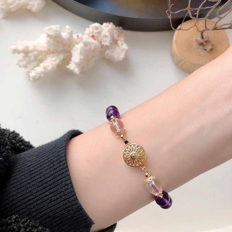 Simple Design Natural Amethyst Women Bracelet