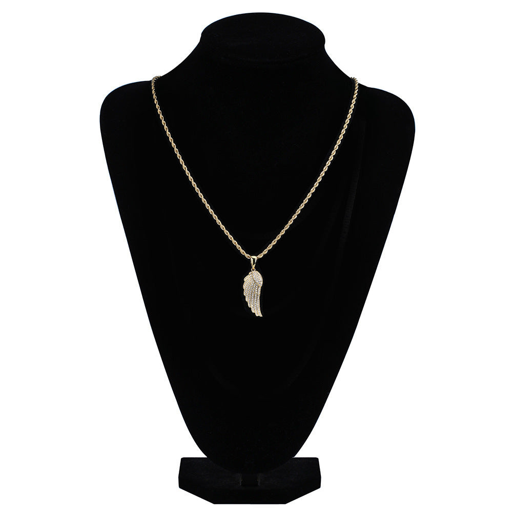 Micro-set zircon feather necklace