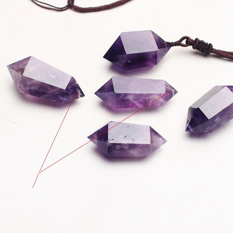 Natural Amethyst Hexagonal Pendant Necklace For Women