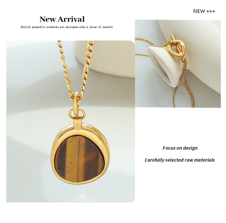 Natural Tigereye Double-layer Necklace Temperamental Cold Style Accessories For Women