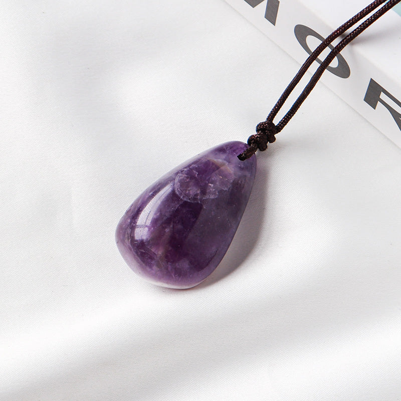 Natural Fantasy Amethyst Water Drop Pendant Men Women Necklace