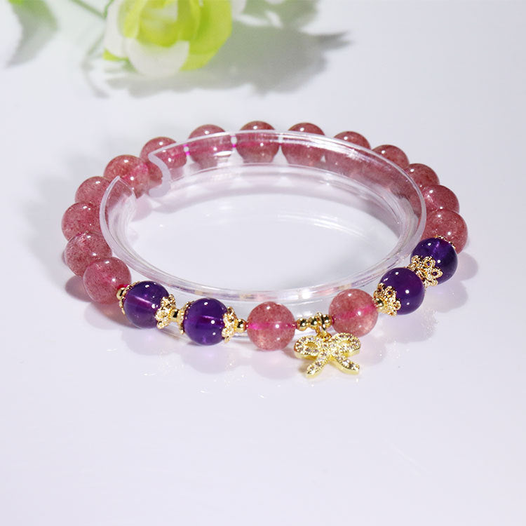 Strawberry Crystal With Amethyst DIY Crystal Bracelet Crystal Women Bracelet