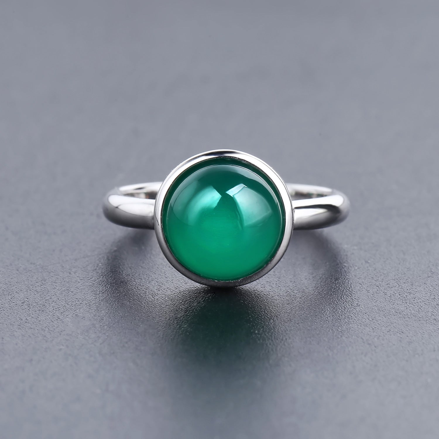 Green Agate Gemstone Ring Women Simple Inlaid Natural Stone